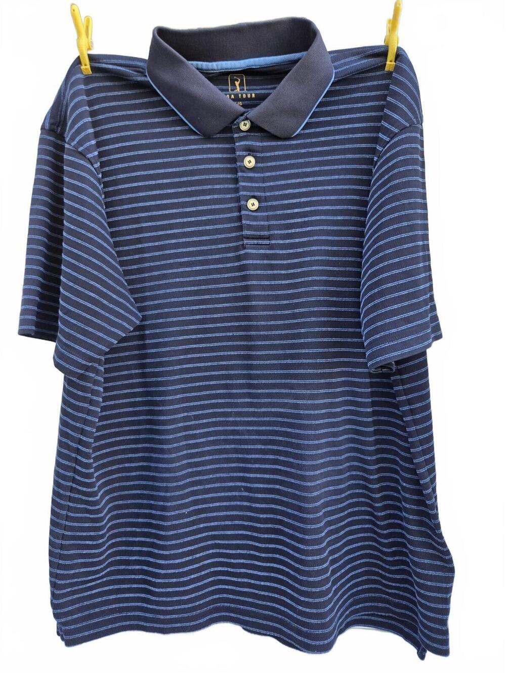PGA Tour Men's Striped Polo Shirt Large